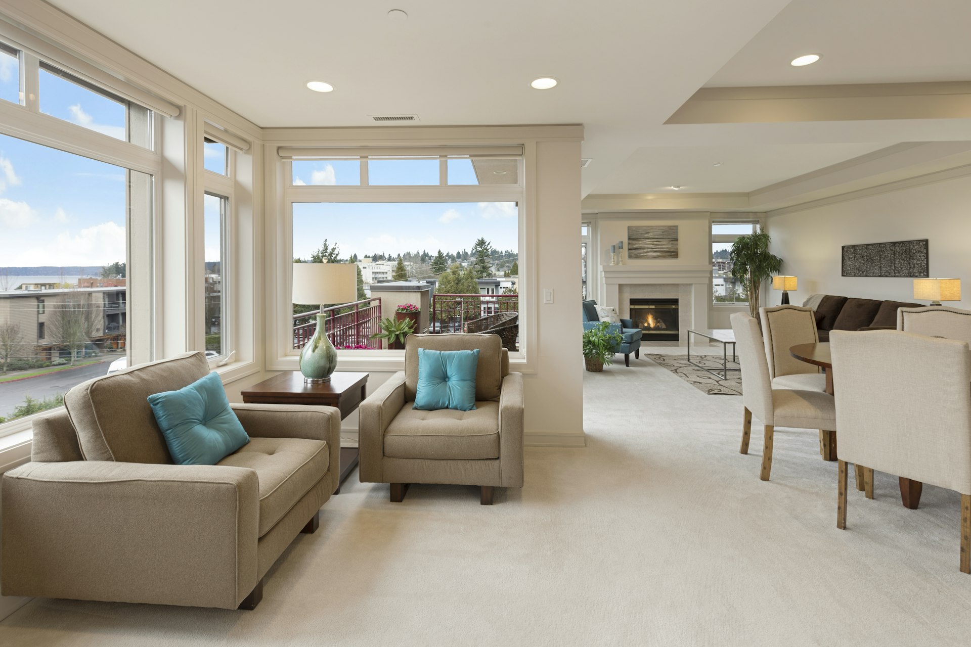 Bright living space ready to welcome clients